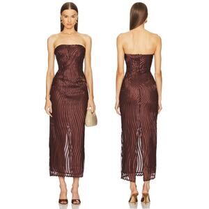 Michael Costello x REVOLVE Opal Midi Dress Strapless Formal Party Gala Events M